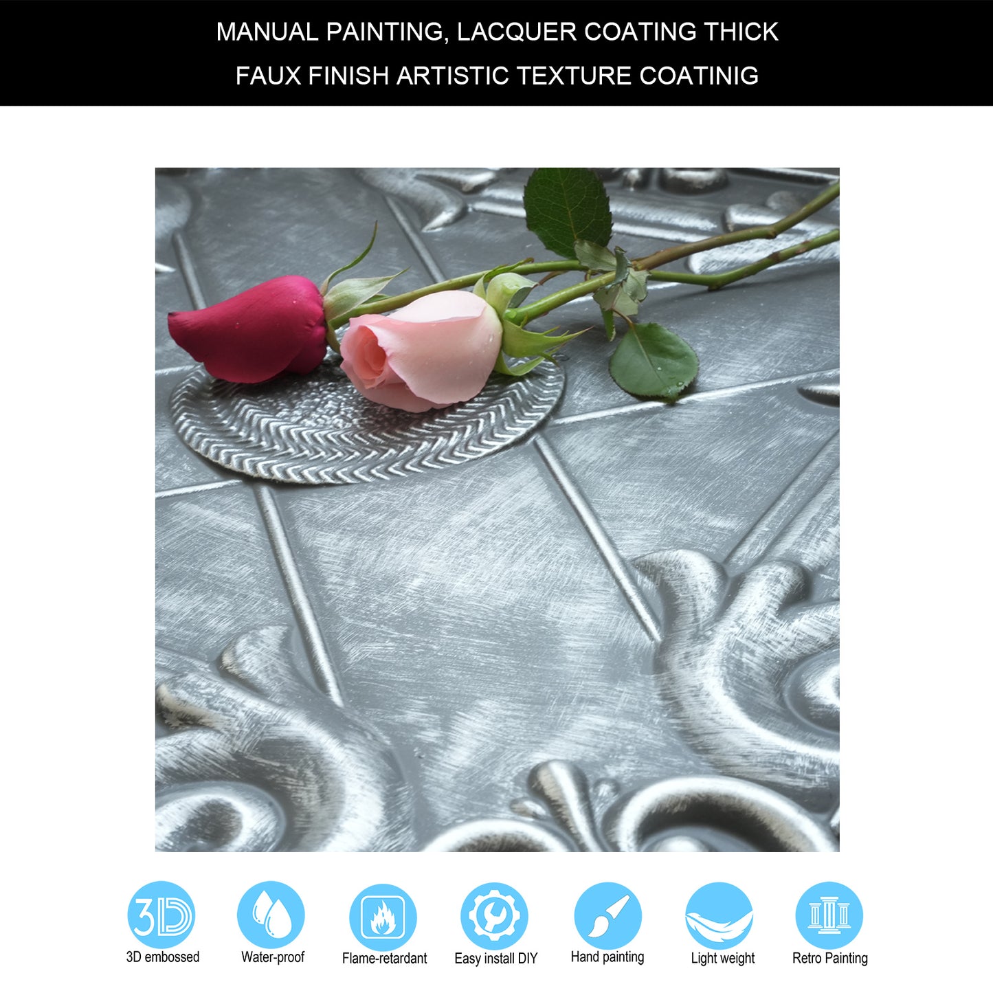 10tiles/lot Faux Tin Drop-In Tiles for Premium Restaurants, Meeting Rooms and Hotel Lobbies PL22