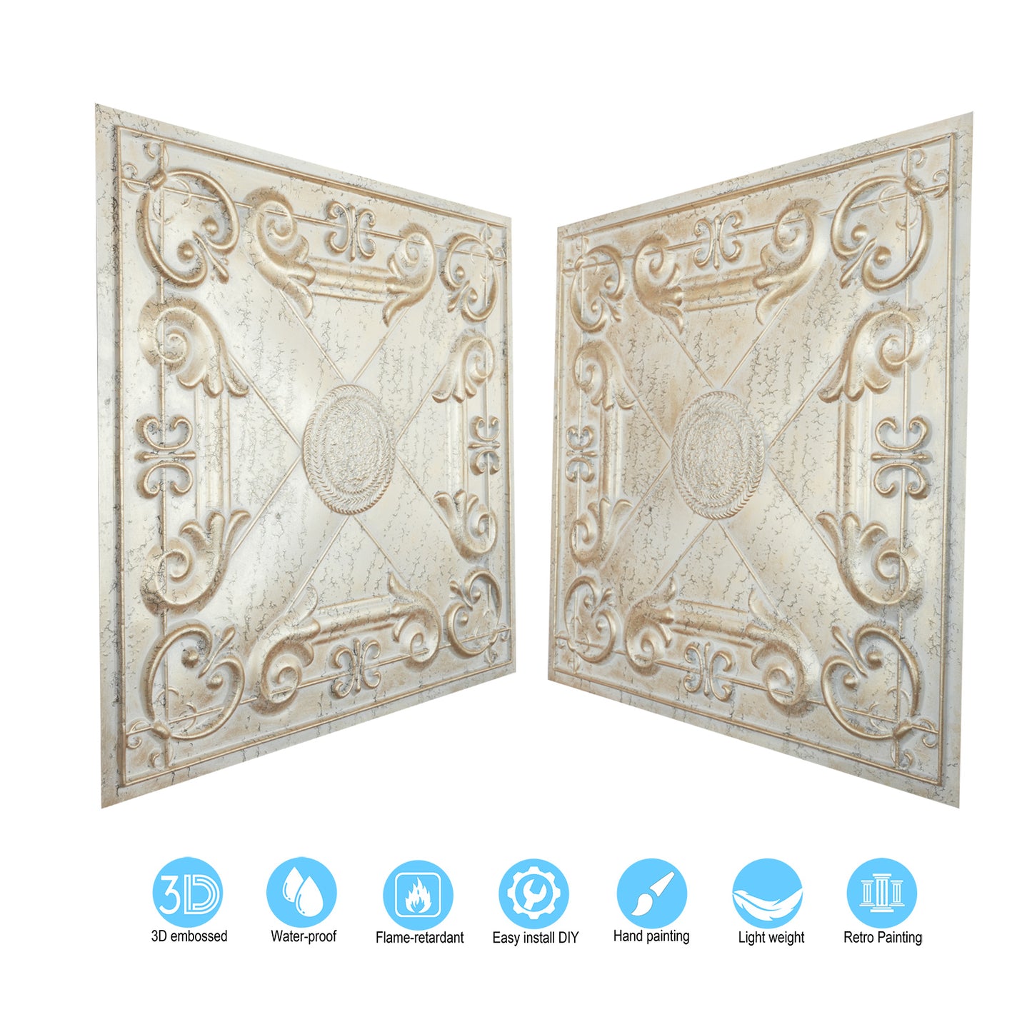 10tiles/lot Art Ceiling Tiles for Stylish Living Rooms, Museums and Elegant Hotel Interiors PL22