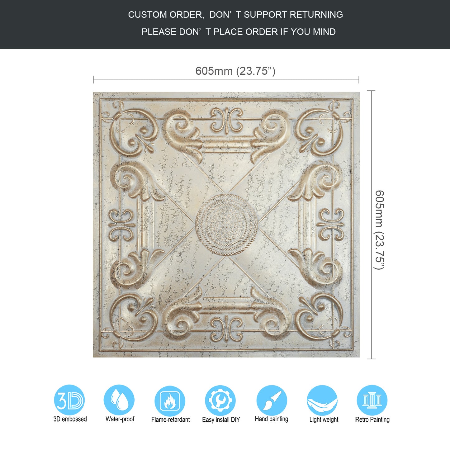 10tiles/lot Art Ceiling Tiles for Stylish Living Rooms, Museums and Elegant Hotel Interiors PL22