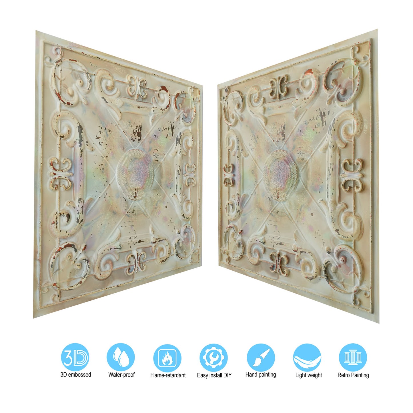 10tiles/lot Art Ceiling Tiles for Stylish Living Rooms, Museums and Elegant Hotel Interiors PL22