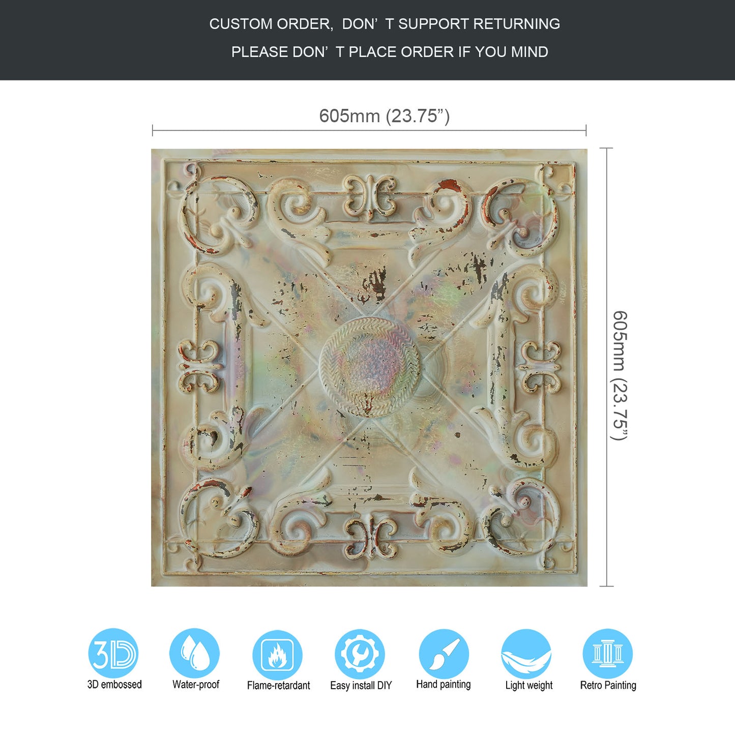 10tiles/lot Art Ceiling Tiles for Stylish Living Rooms, Museums and Elegant Hotel Interiors PL22