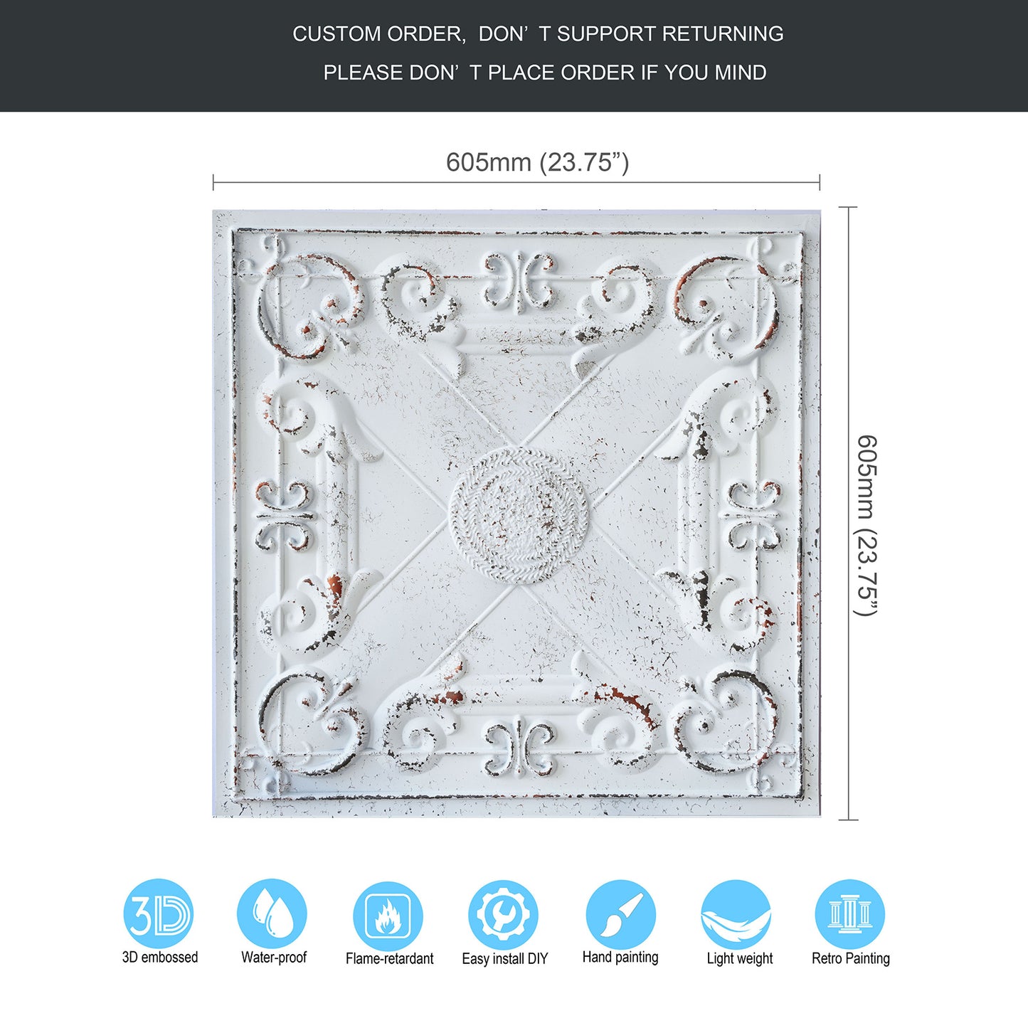 10tiles/lot Art Ceiling Tiles for Stylish Living Rooms, Museums and Elegant Hotel Interiors PL22