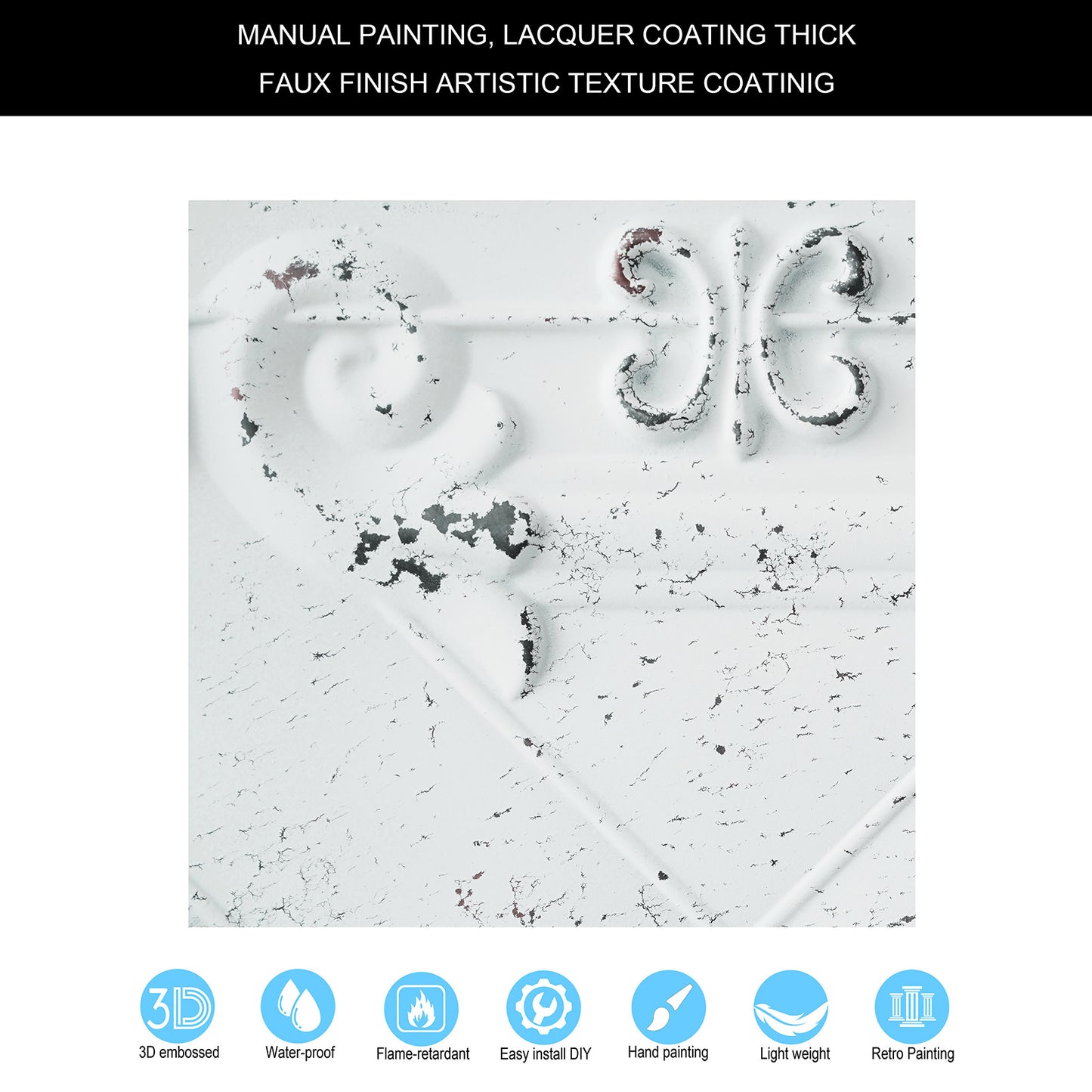 10tiles/lot Art Ceiling Tiles for Stylish Living Rooms, Museums and Elegant Hotel Interiors PL22