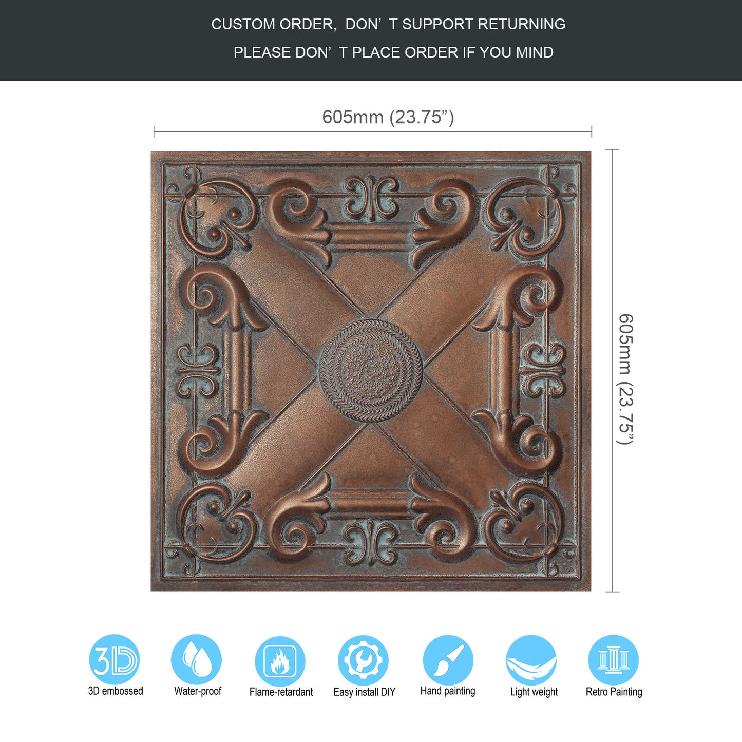 10tiles/lot Artistic Ceiling Tiles for Libraries, Museums, Craft Studios and Cultural Interiors PL22