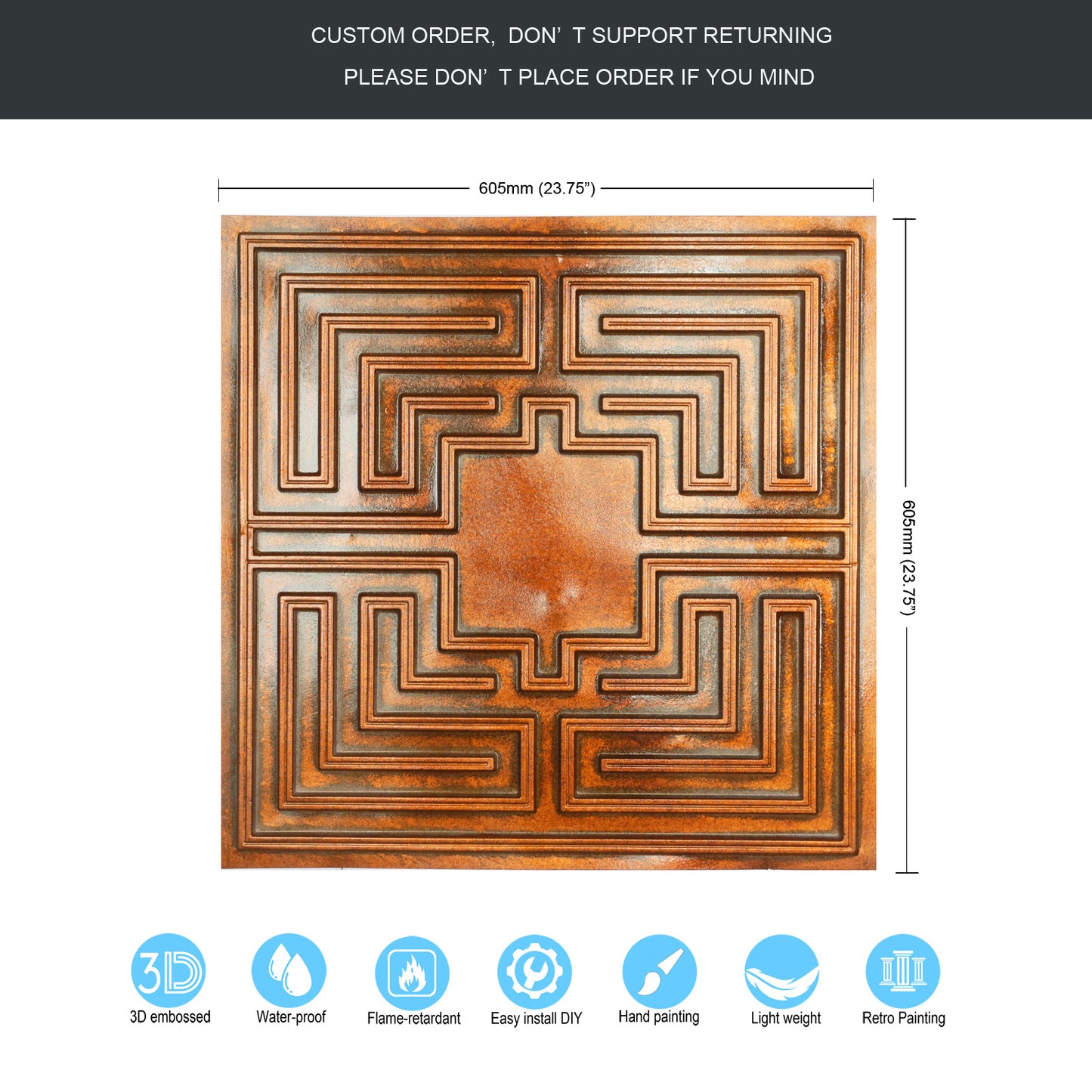 10tiles/lot Drop-In Tin Ceiling Tiles for Restaurants, Bars, Meeting Rooms and Retail Spaces PL25