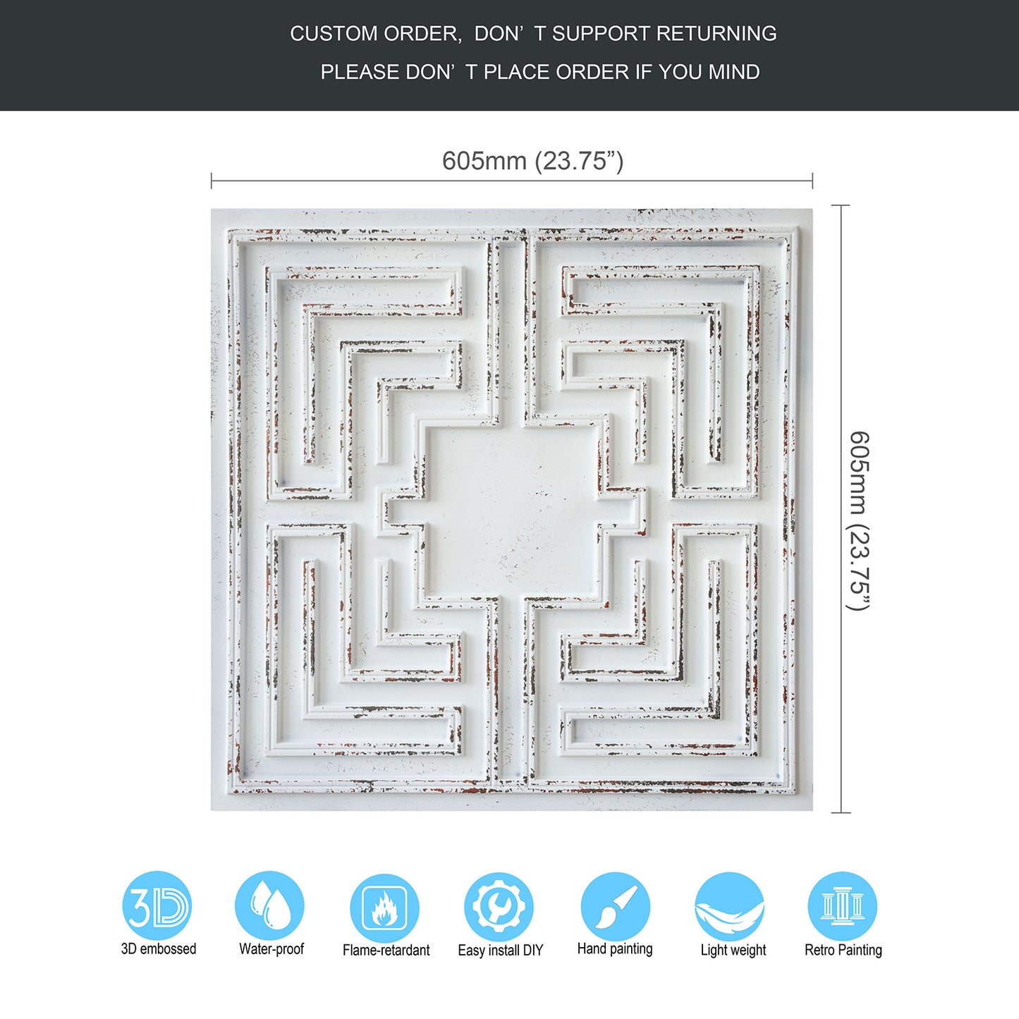 10tiles/lot Antique-Style Ceiling Tiles for Boutique Hotels, Inns, Villas and Heritage Rooms PL25