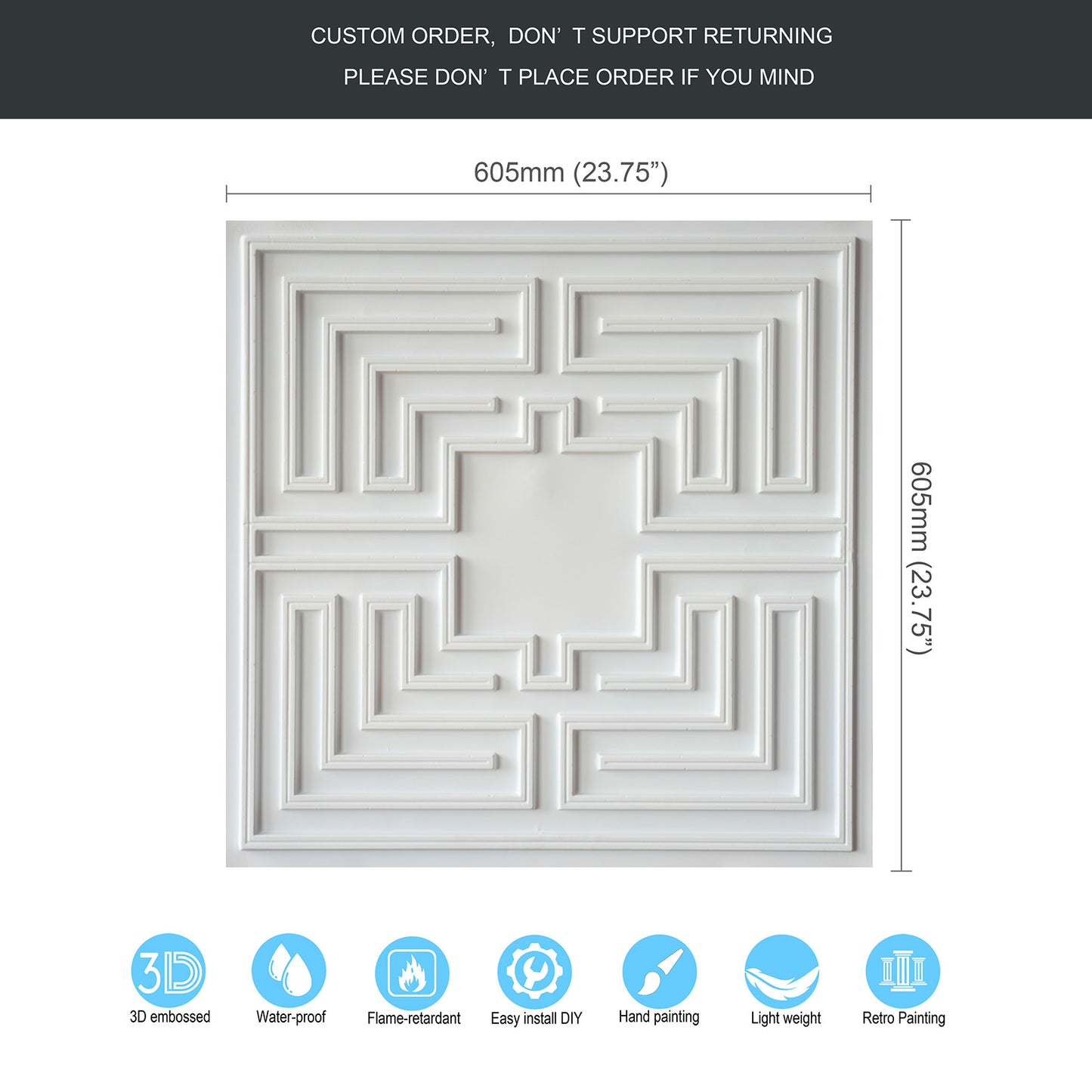 10tiles/lot Antique-Style Ceiling Tiles for Boutique Hotels, Inns, Villas and Heritage Rooms PL25