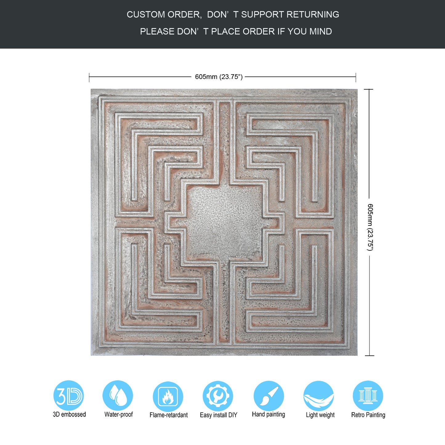 10tiles/lot Antique-Style Ceiling Tiles for Boutique Hotels, Inns, Villas and Heritage Rooms PL25