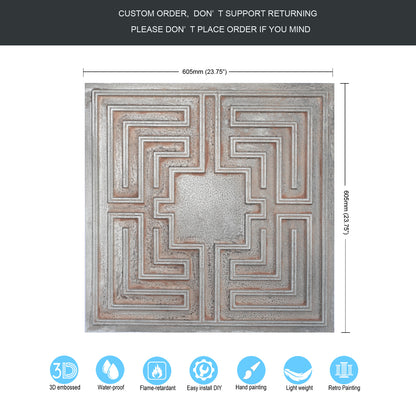 10tiles/lot Antique-Style Ceiling Tiles for Boutique Hotels, Inns, Villas and Heritage Rooms PL25