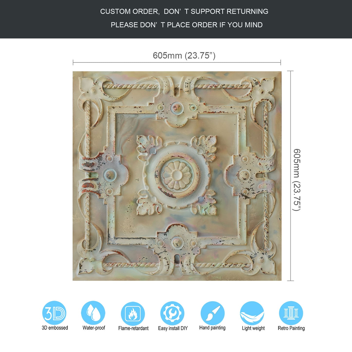 10tiles/lot Drop-In PVC Ceiling Tiles for Commercial Kitchens, Offices and Public Spaces PL29