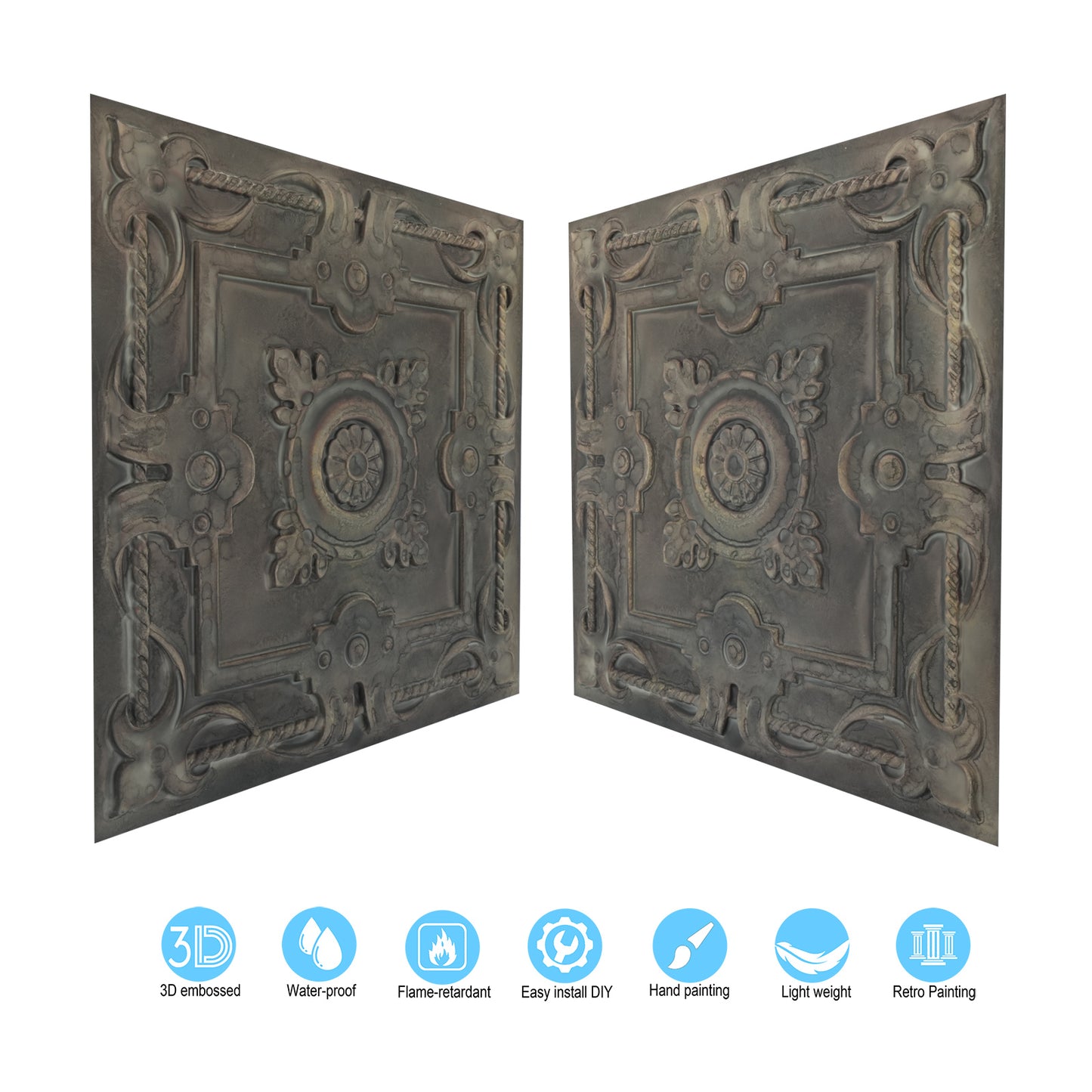 10tiles/lot Decorative Tin Ceiling Tiles for Premium Villas, Apartments and Hotel Interiors PL29