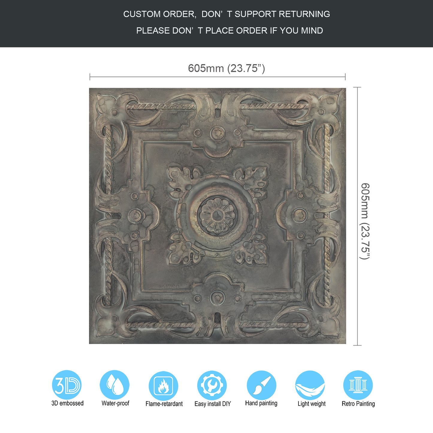 10tiles/lot Decorative Tin Ceiling Tiles for Premium Villas, Apartments and Hotel Interiors PL29