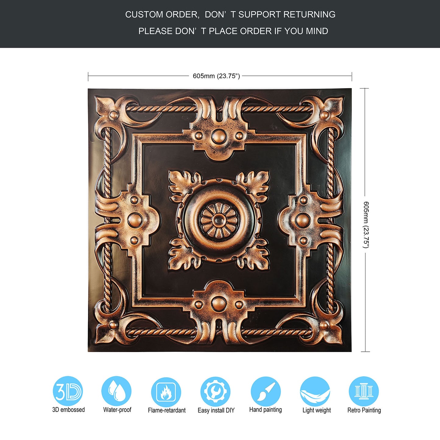 10tiles/lot Decorative Tin Ceiling Tiles for Premium Villas, Apartments and Hotel Interiors PL29