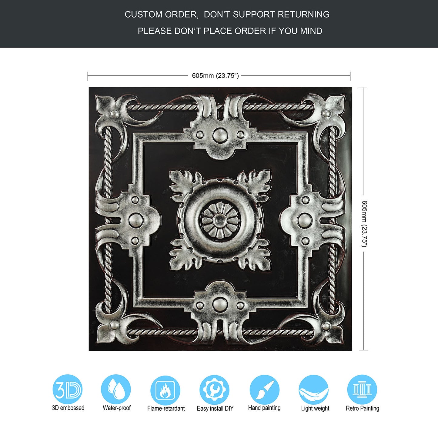 10tiles/lot Decorative Tin Ceiling Tiles for Premium Villas, Apartments and Hotel Interiors PL29