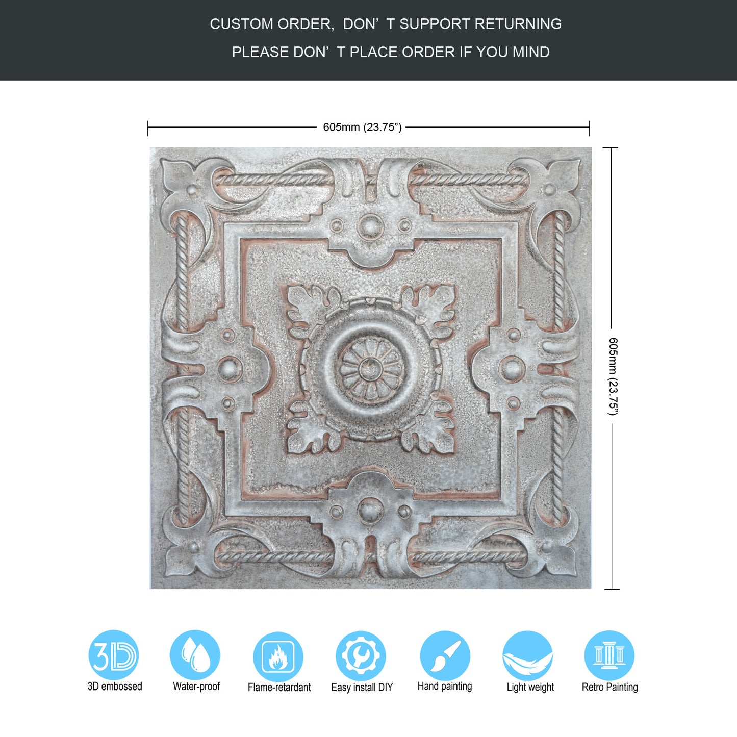 10tiles/lot Decorative Tin Ceiling Tiles for Premium Villas, Apartments and Hotel Interiors PL29