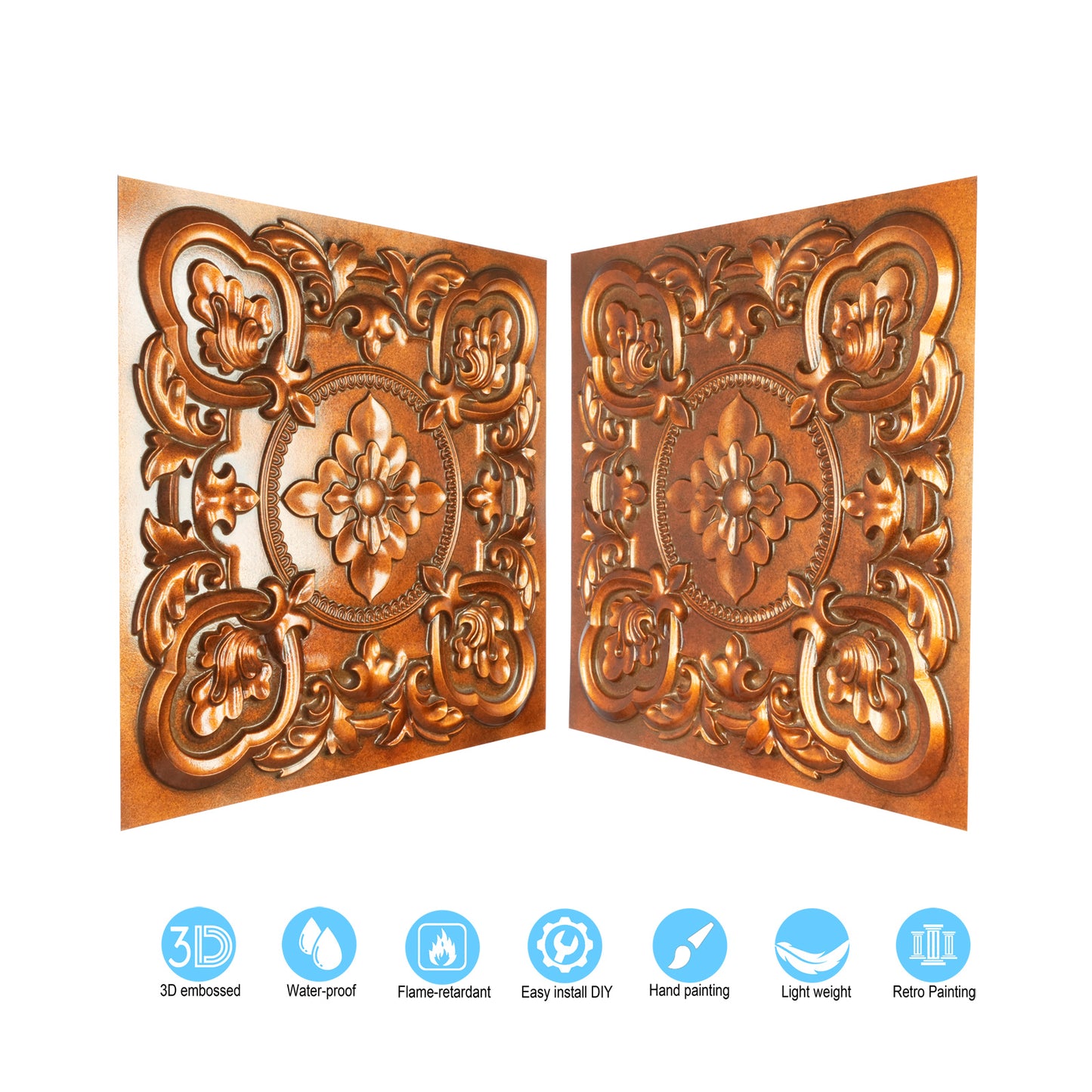 10tiles/lot DIY Faux Metal Ceiling Tile Panels for Café Bars, Studios and Artistic Interiors PL30