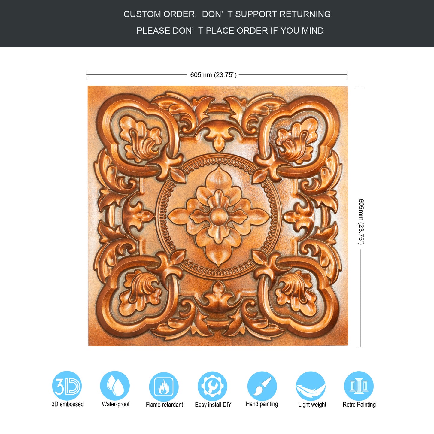 10tiles/lot DIY Faux Metal Ceiling Tile Panels for Café Bars, Studios and Artistic Interiors PL30