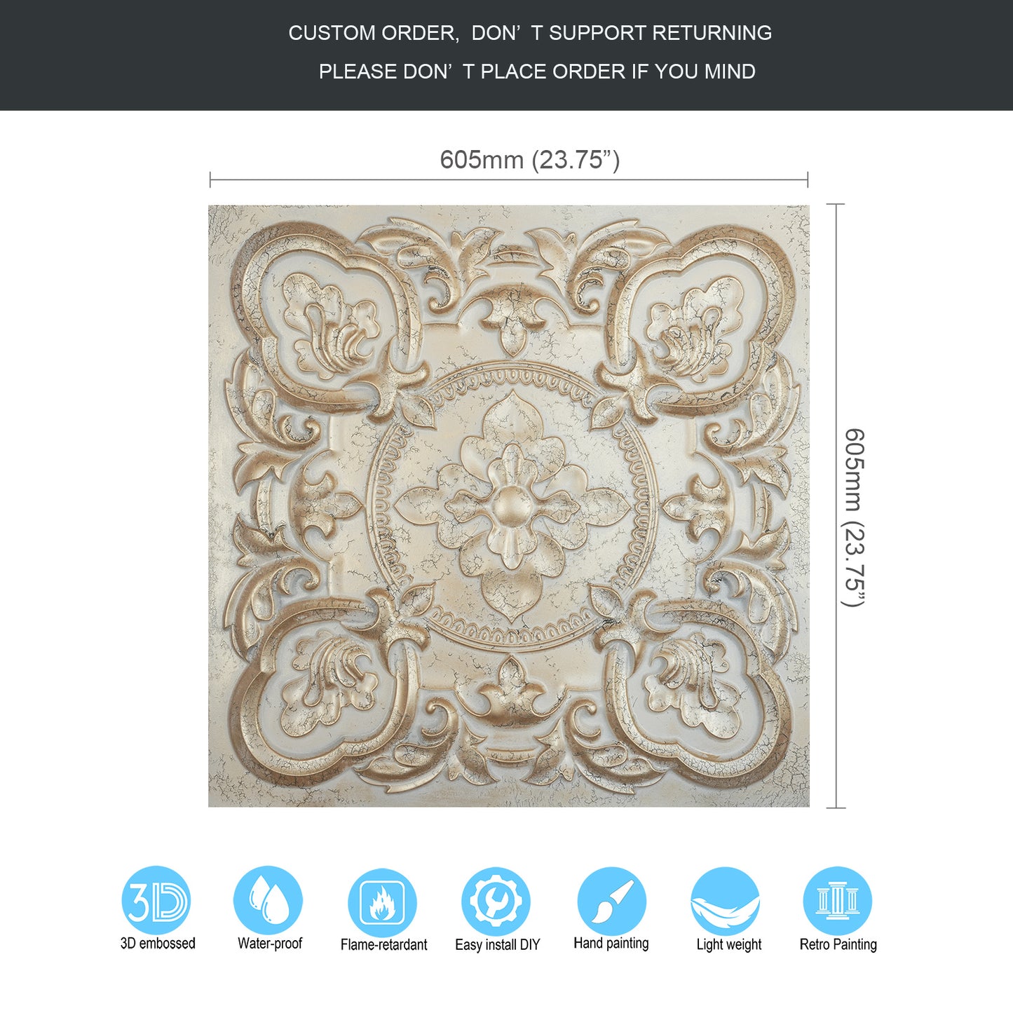 10tiles/lot Vintage Antique Ceiling Tiles for Heritage Hotels, Inns and Classic Restaurants PL30