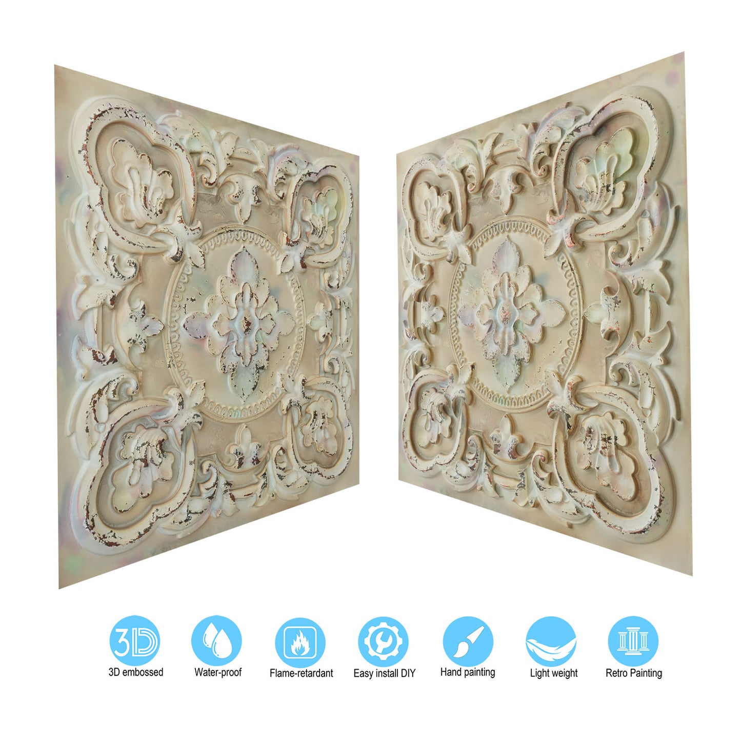 10tiles/lot Vintage Antique Ceiling Tiles for Heritage Hotels, Inns and Classic Restaurants PL30