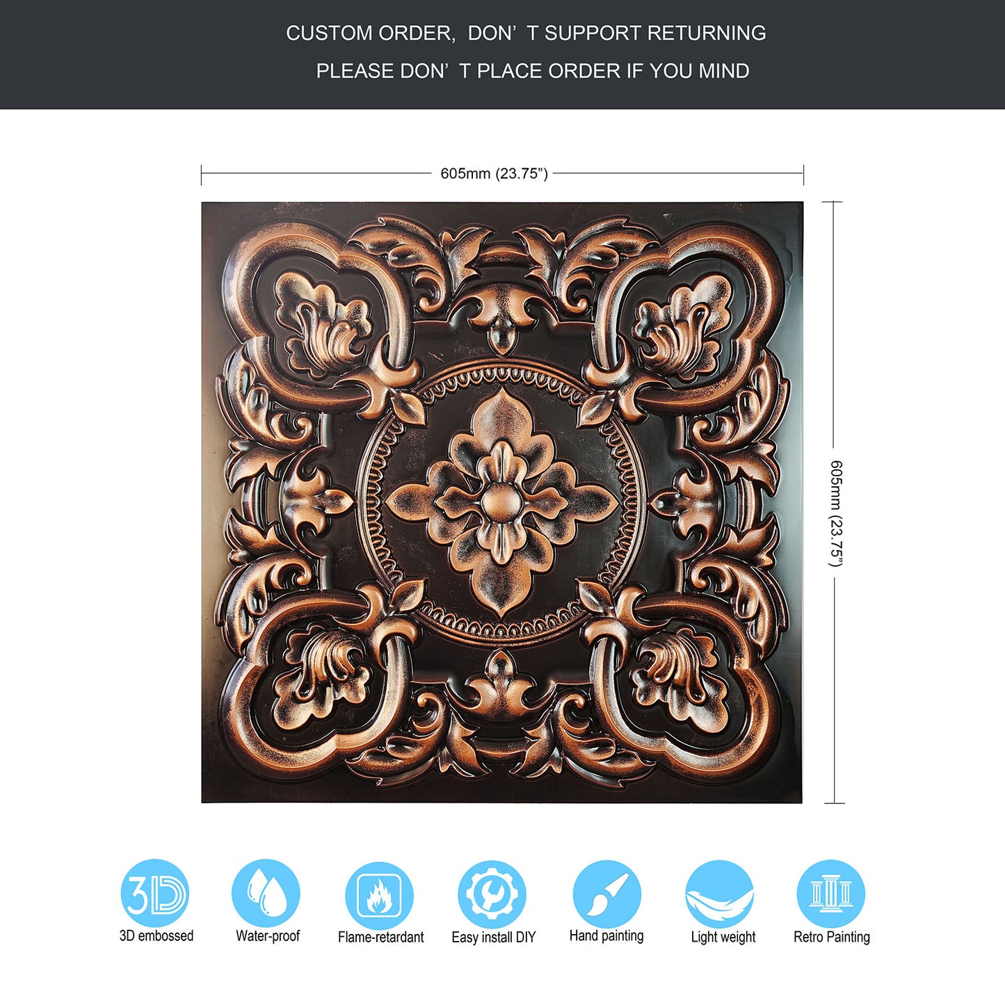 10tiles/lot Antique Ceiling Tiles for Premium Hotels, Mansions, Villas and Classic Dining Rooms PL30