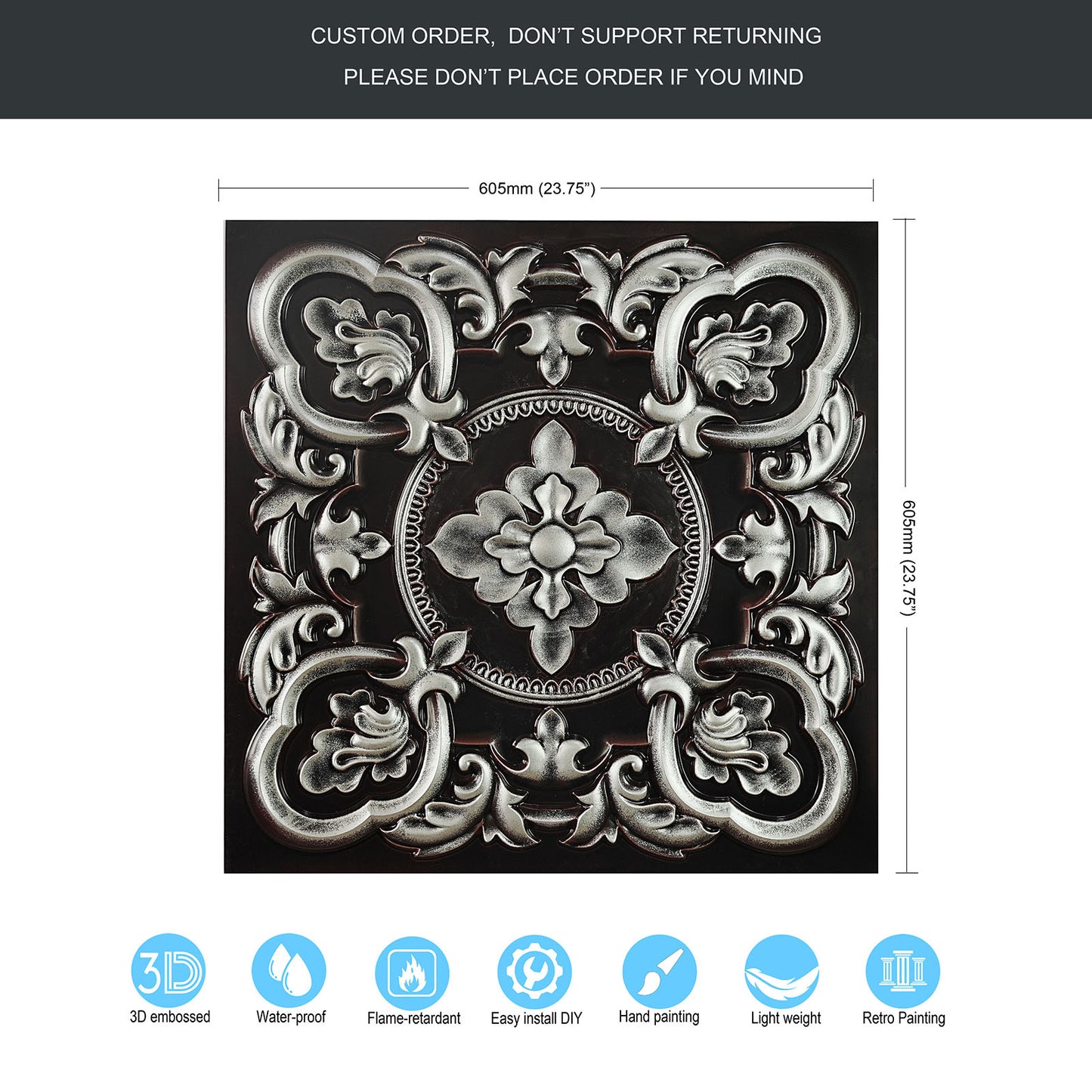 10tiles/lot Antique Ceiling Tiles for Premium Hotels, Mansions, Villas and Classic Dining Rooms PL30