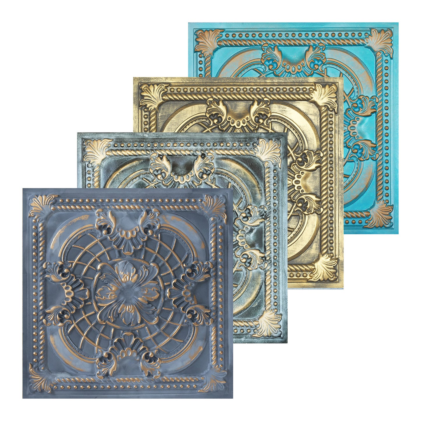 10tiles/lot DIY Faux Metal Ceiling Tile Panels for Café Bars, Studios and Artistic Interiors PL31