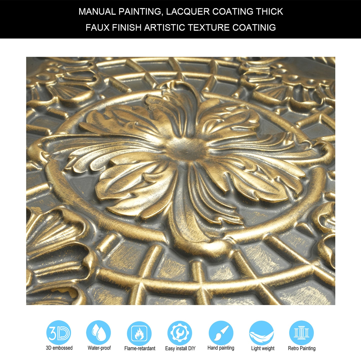 10tiles/lot DIY Faux Metal Ceiling Tile Panels for Café Bars, Studios and Artistic Interiors PL31