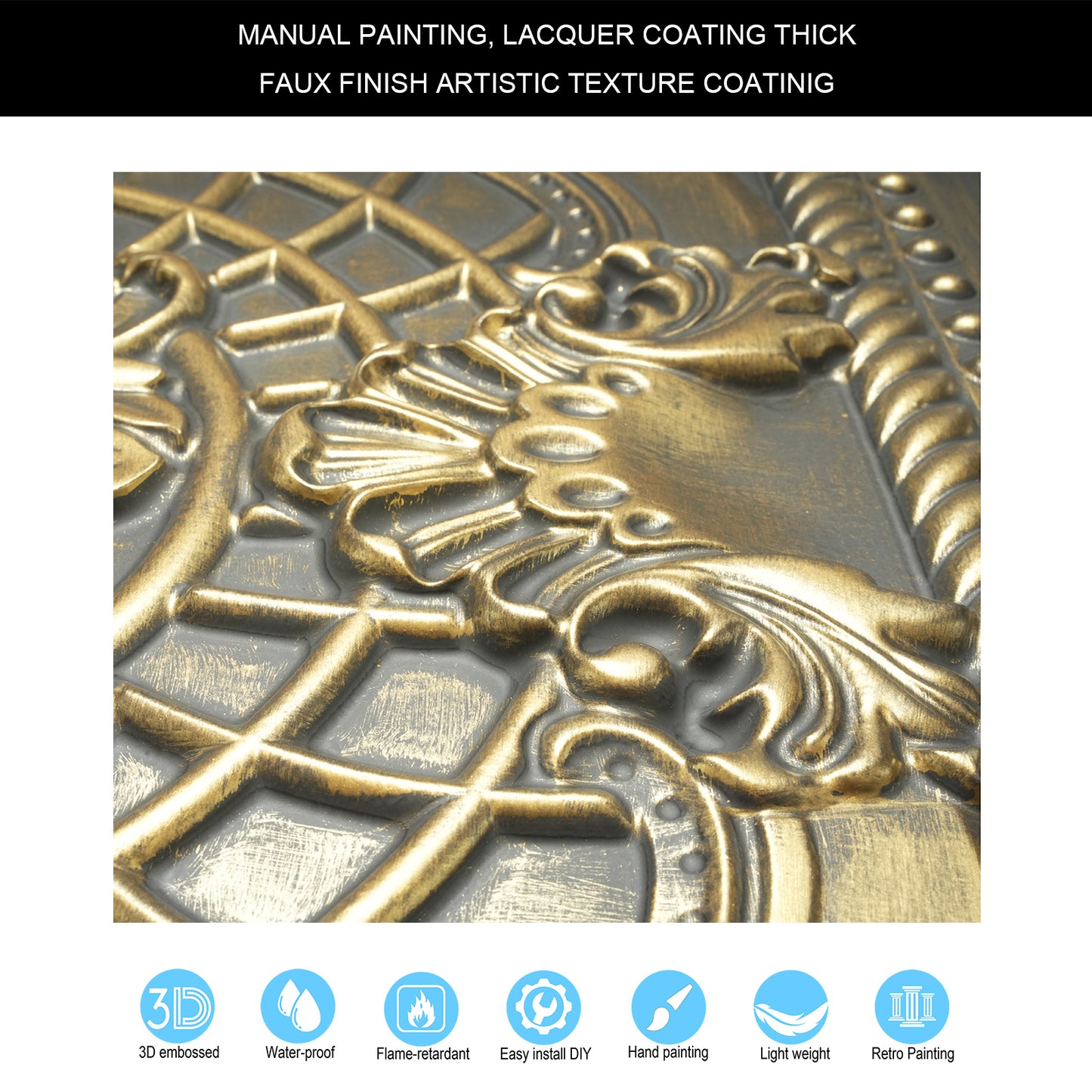 10tiles/lot DIY Faux Metal Ceiling Tile Panels for Café Bars, Studios and Artistic Interiors PL31