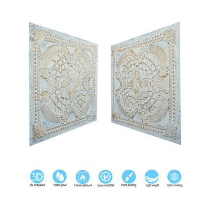 10tiles/lot Distressed Faux Tin Ceiling Tiles for Industrial Cafés, Craft Workshops and Retro Interiors PL31