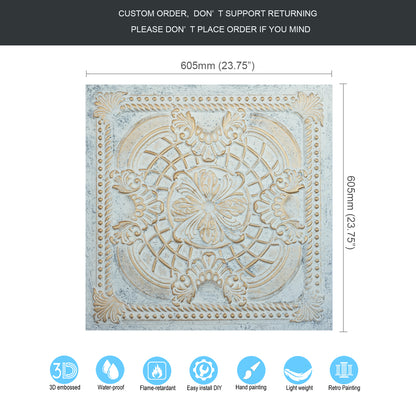 10tiles/lot Distressed Faux Tin Ceiling Tiles for Industrial Cafés, Craft Workshops and Retro Interiors PL31