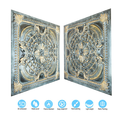 10tiles/lot DIY Faux Metal Ceiling Tile Panels for Café Bars, Studios and Artistic Interiors PL31