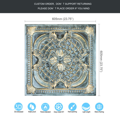 10tiles/lot DIY Faux Metal Ceiling Tile Panels for Café Bars, Studios and Artistic Interiors PL31