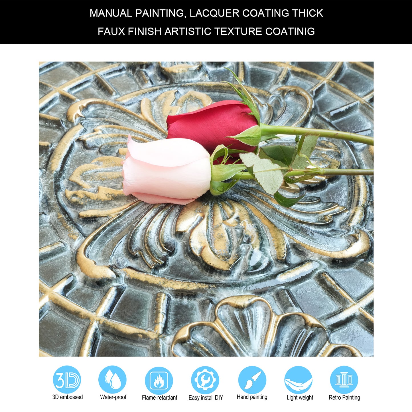 10tiles/lot DIY Faux Metal Ceiling Tile Panels for Café Bars, Studios and Artistic Interiors PL31