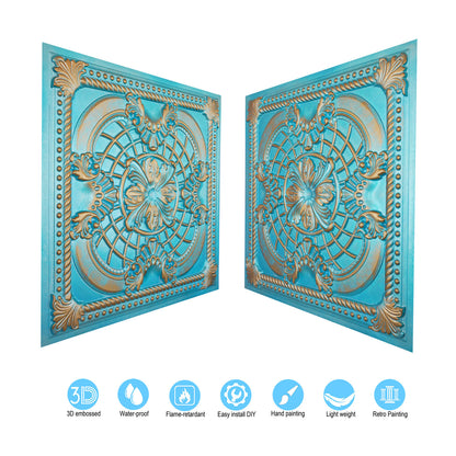 10tiles/lot DIY Faux Metal Ceiling Tile Panels for Café Bars, Studios and Artistic Interiors PL31