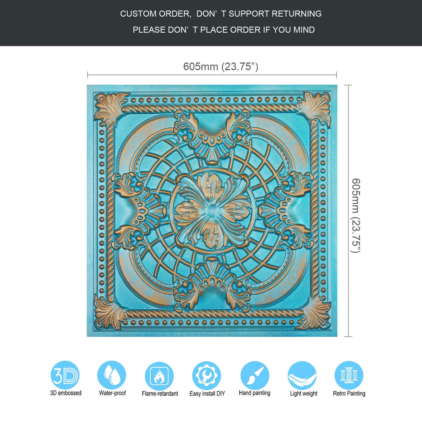 10tiles/lot DIY Faux Metal Ceiling Tile Panels for Café Bars, Studios and Artistic Interiors PL31