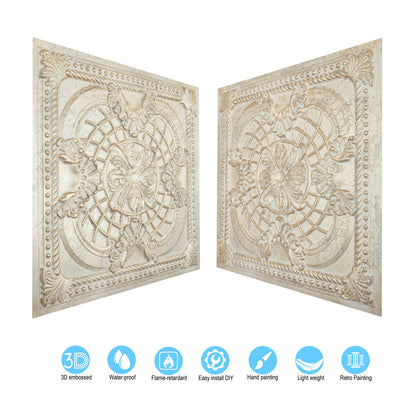 10tiles/lot Distressed Faux Tin Ceiling Tiles for Industrial Cafés, Craft Workshops and Retro Interiors PL31