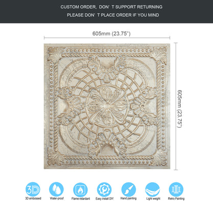 10tiles/lot Distressed Faux Tin Ceiling Tiles for Industrial Cafés, Craft Workshops and Retro Interiors PL31