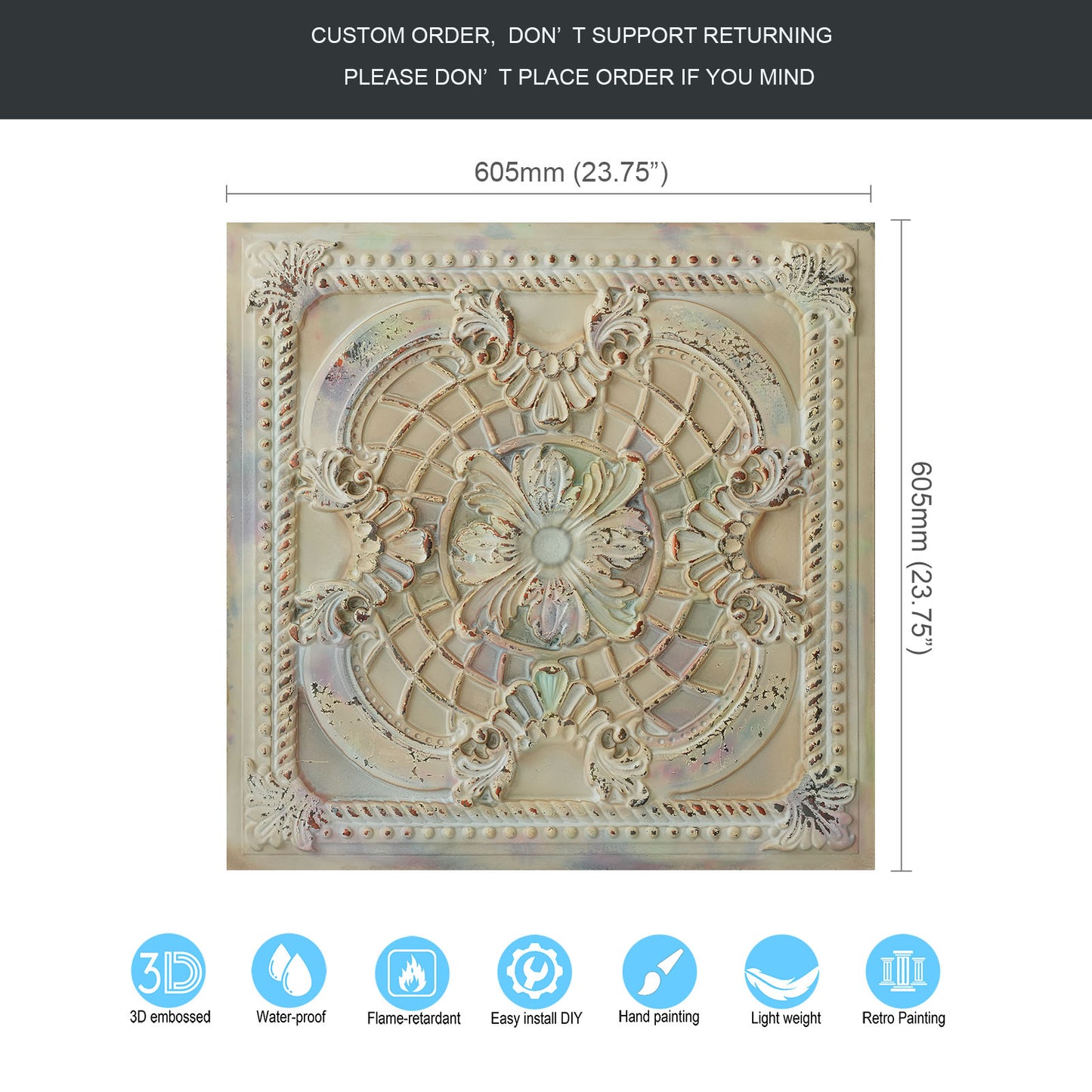 10tiles/lot Distressed Faux Tin Ceiling Tiles for Industrial Cafés, Craft Workshops and Retro Interiors PL31