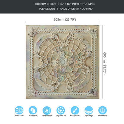 10tiles/lot Distressed Faux Tin Ceiling Tiles for Industrial Cafés, Craft Workshops and Retro Interiors PL31