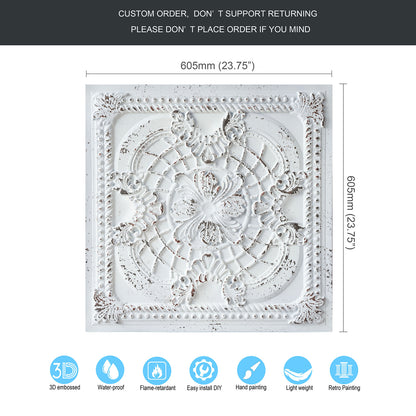 10tiles/lot Distressed Faux Tin Ceiling Tiles for Industrial Cafés, Craft Workshops and Retro Interiors PL31