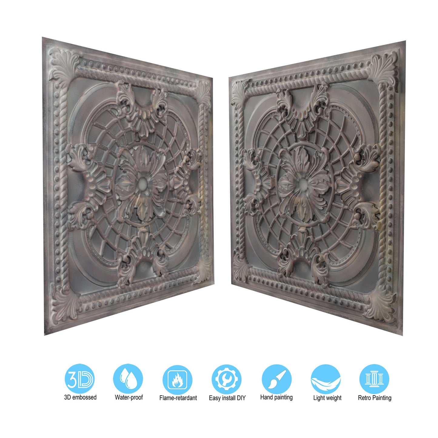 10tiles/lot Pressed Faux Tin Ceiling Tiles for Heritage Bars, Vintage Restaurants and Boutique Hotels PL31