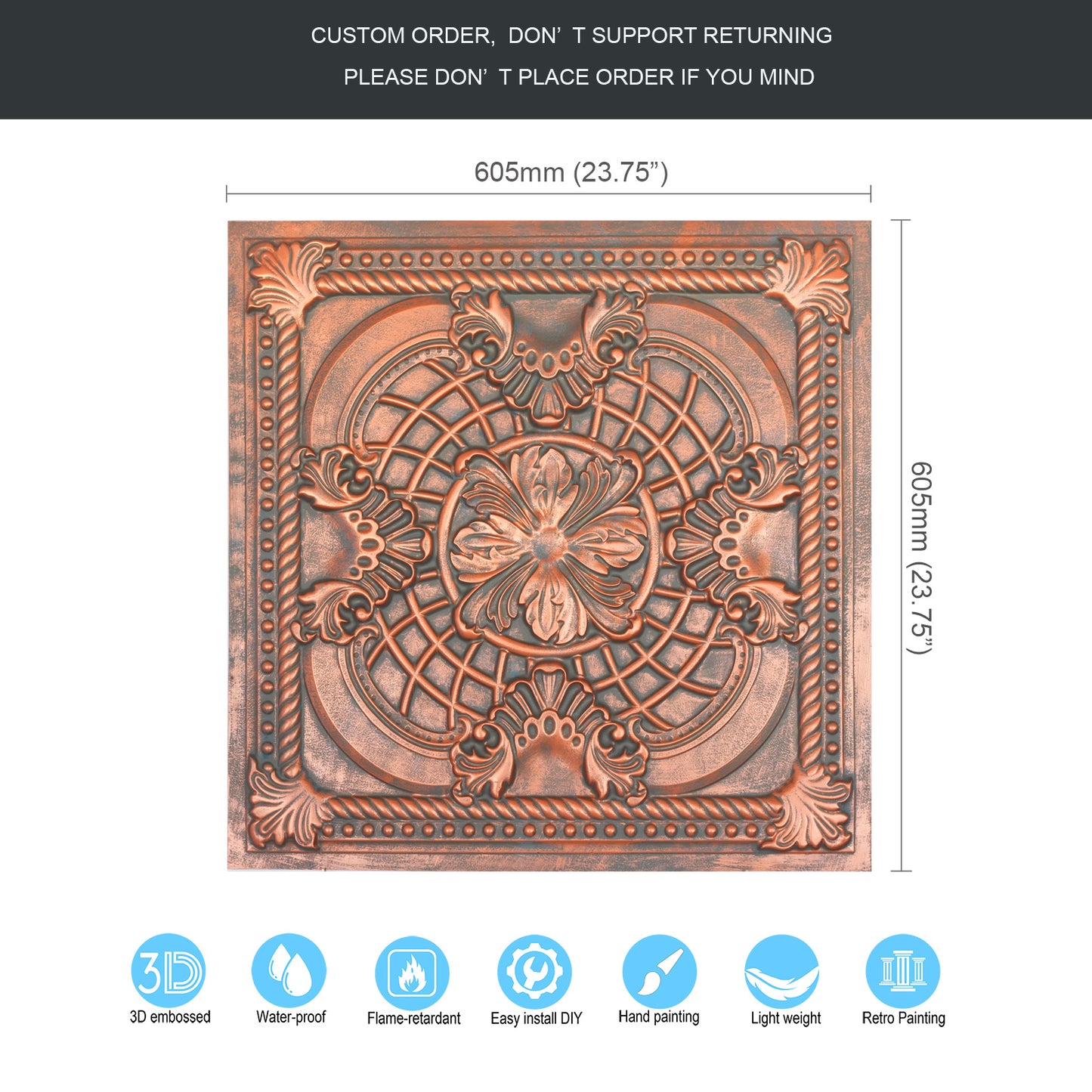 10tiles/lot Vintage Ceiling Panels for Guesthouses, Heritage Hotels and Classic Interior Styles PL31