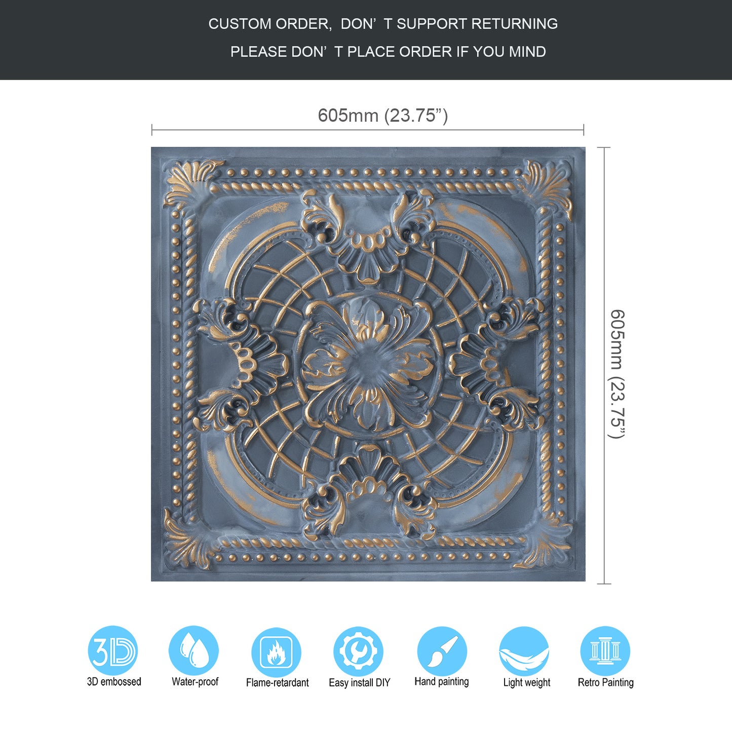 10tiles/lot DIY Faux Metal Ceiling Tile Panels for Café Bars, Studios and Artistic Interiors PL31