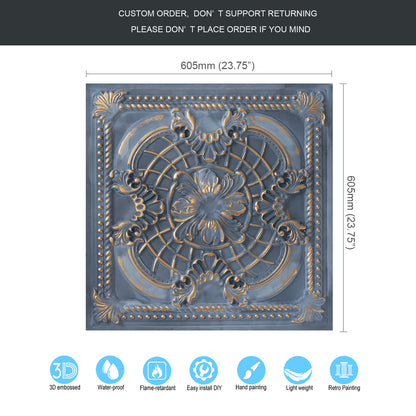 10tiles/lot DIY Faux Metal Ceiling Tile Panels for Café Bars, Studios and Artistic Interiors PL31