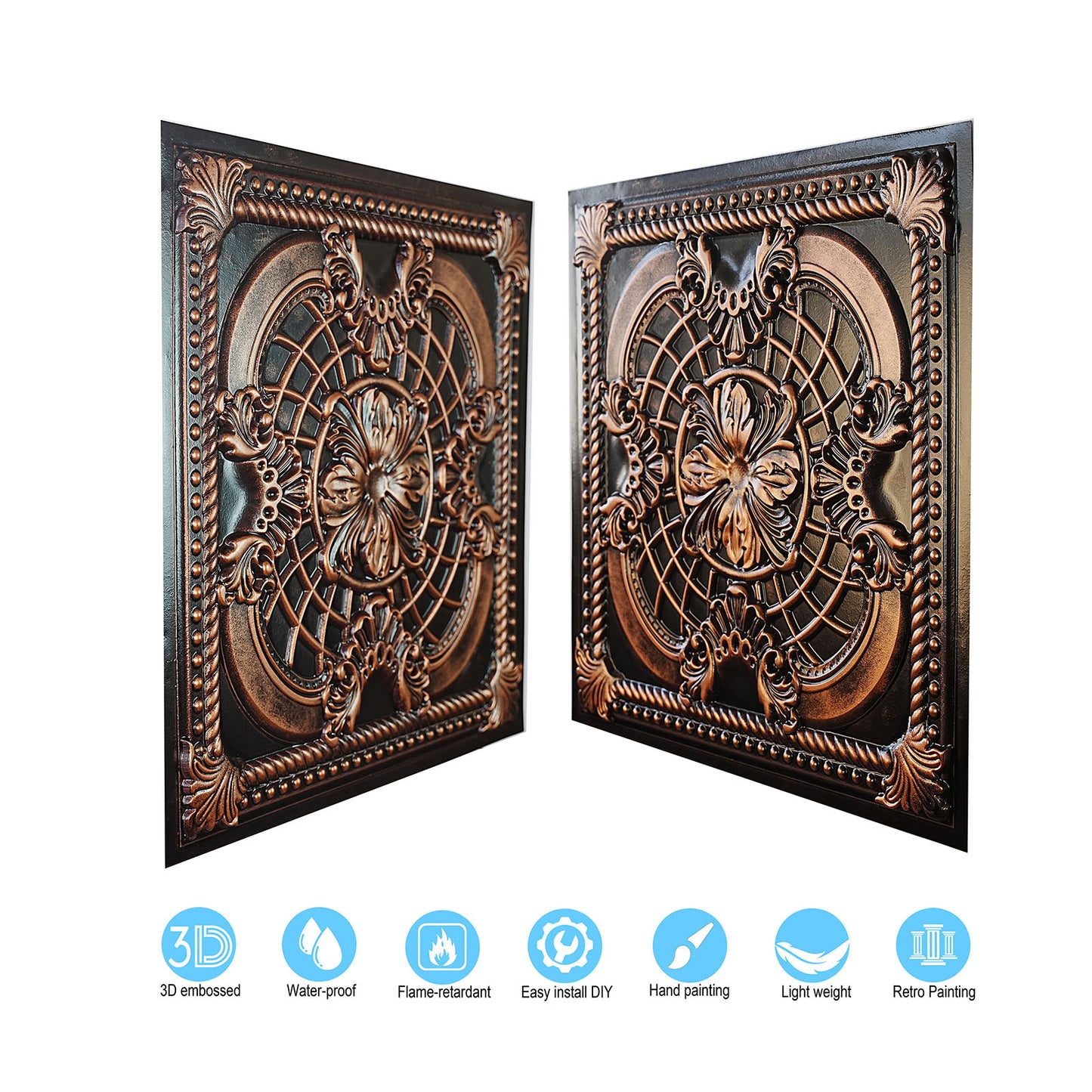 10tiles/lot Pressed Faux Tin Ceiling Tiles for Heritage Bars, Vintage Restaurants and Boutique Hotels PL31