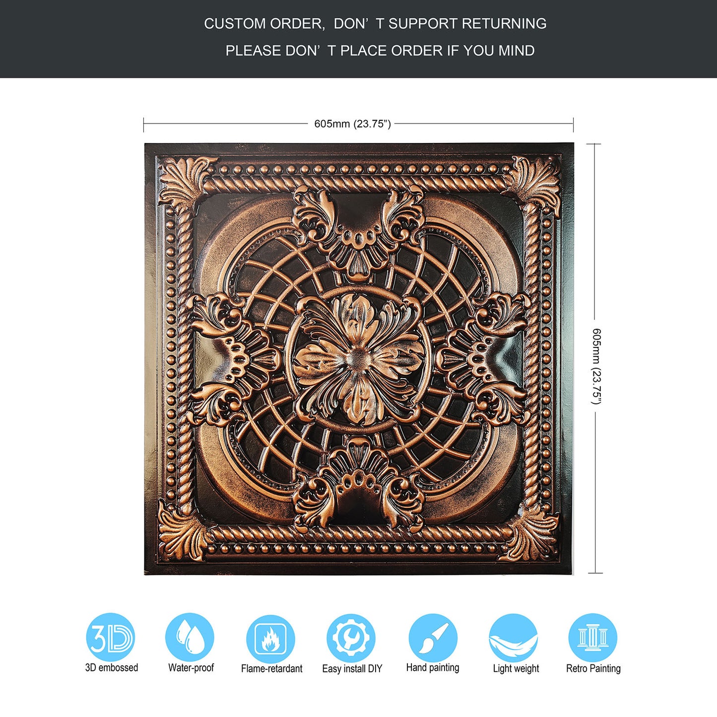 10tiles/lot Pressed Faux Tin Ceiling Tiles for Heritage Bars, Vintage Restaurants and Boutique Hotels PL31