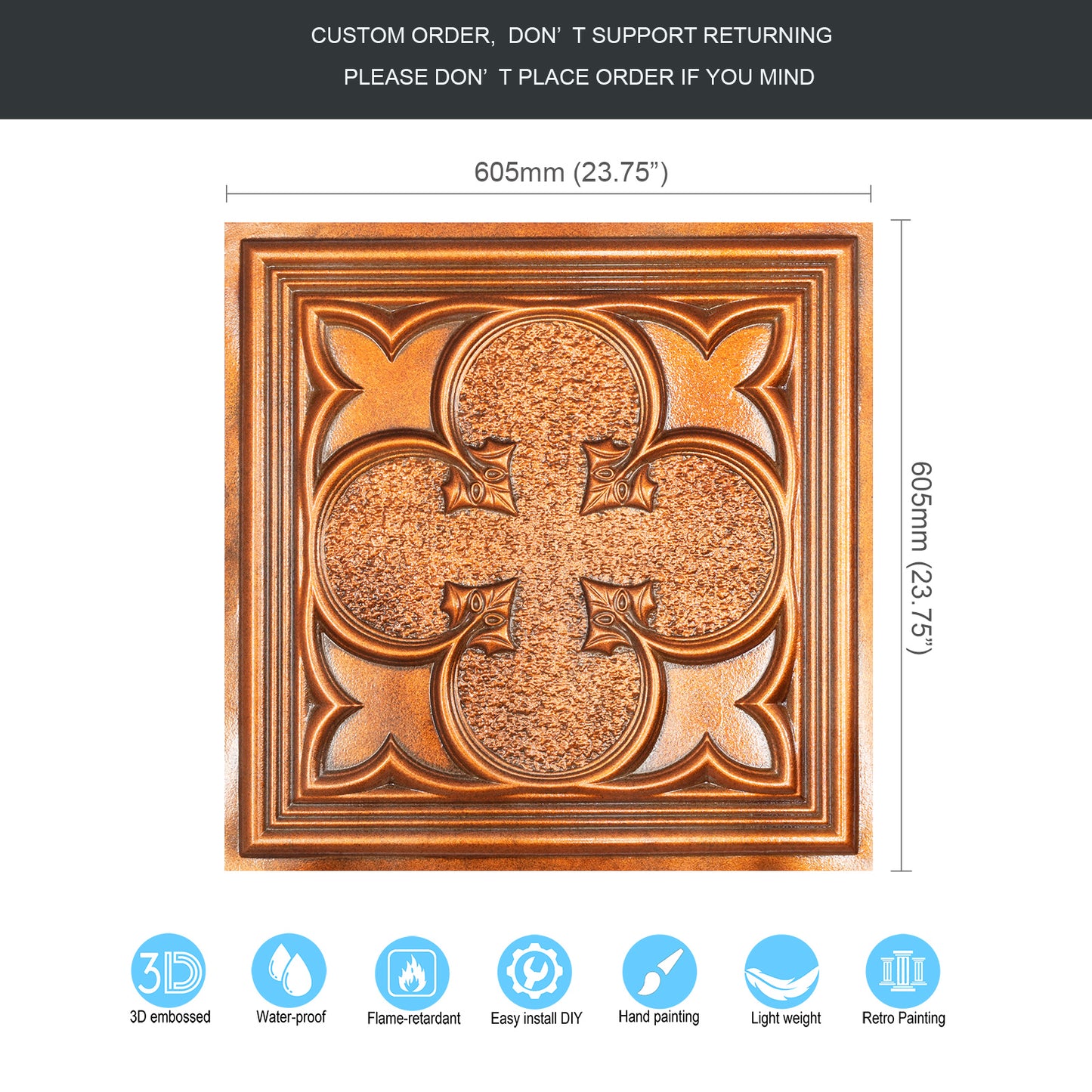 10tiles/lot Tin Ceiling Tiles for Book Cafés, Literary Stores and Creative Cultural Spaces PL35