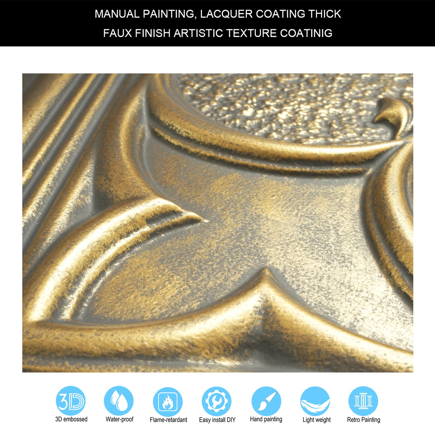 10tiles/lot Textured PVC Ceiling Tiles for Light-Luxury Restaurants, Salons and Beauty Studios PL35