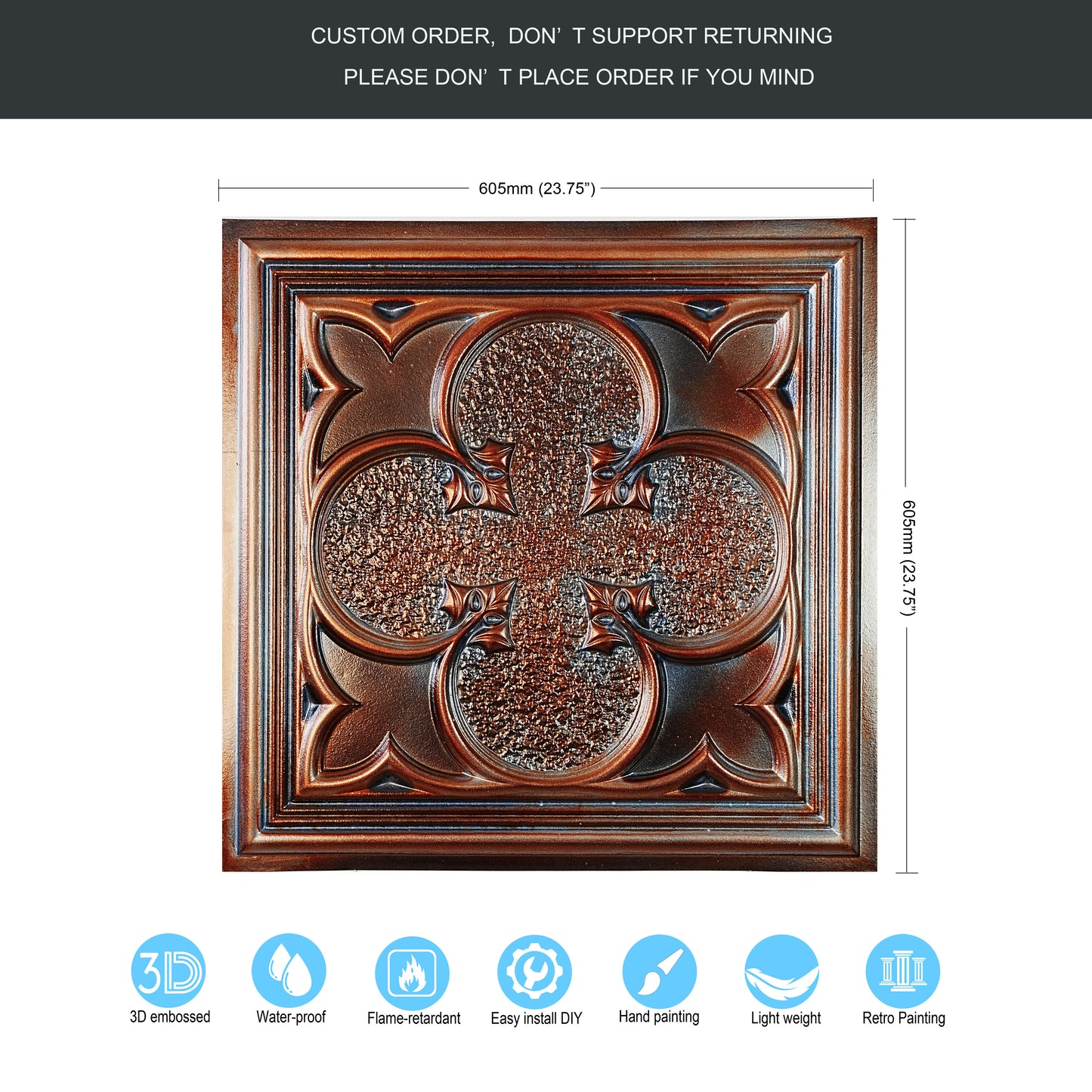 10tiles/lot Tin Ceiling Tiles for Book Cafés, Literary Stores and Creative Cultural Spaces PL35