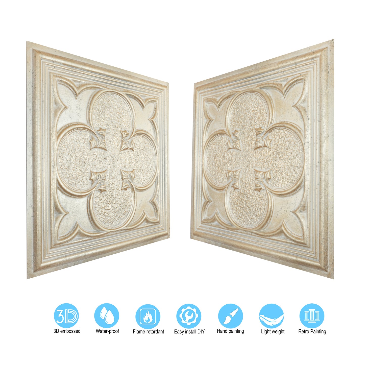 10tiles/lot Glue-Up Ceiling Tiles for Kitchen Renovations, Coffee Shops and Light-Luxury Spaces PL35